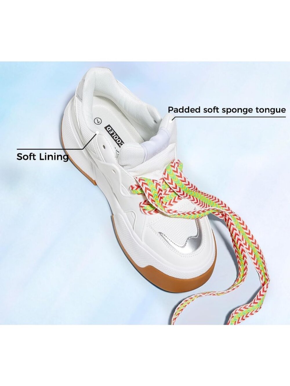 Women’s All White Thick Sole Lace Up Casual Comfortable Fashion Walking Sneakers - Picture 6 of 6